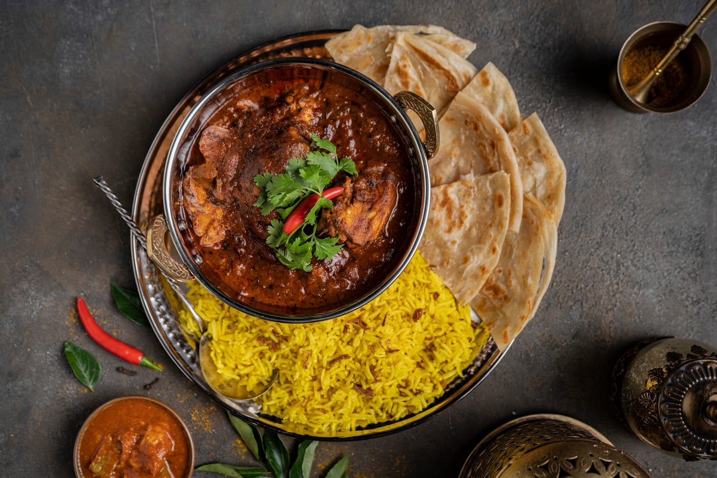 Indian-Kenyan curry plate served in a Westlands Nairobi restaurant